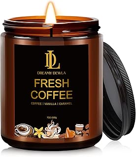 Fresh Coffee Candles, Coffee Scented Candle, Natural Soy Candles for Home Scented, Long Lasting with 50 Hour Burn Time, Gifts for Men Women