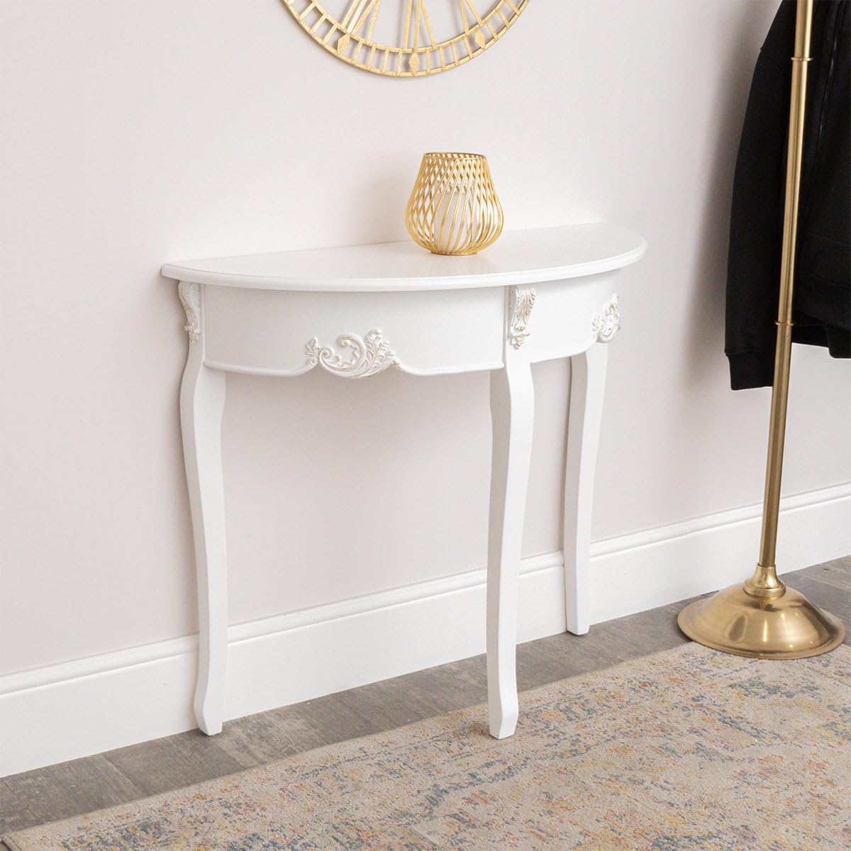 Melody Maison Antique White Half Moon Console Table - Pays Blanc Range