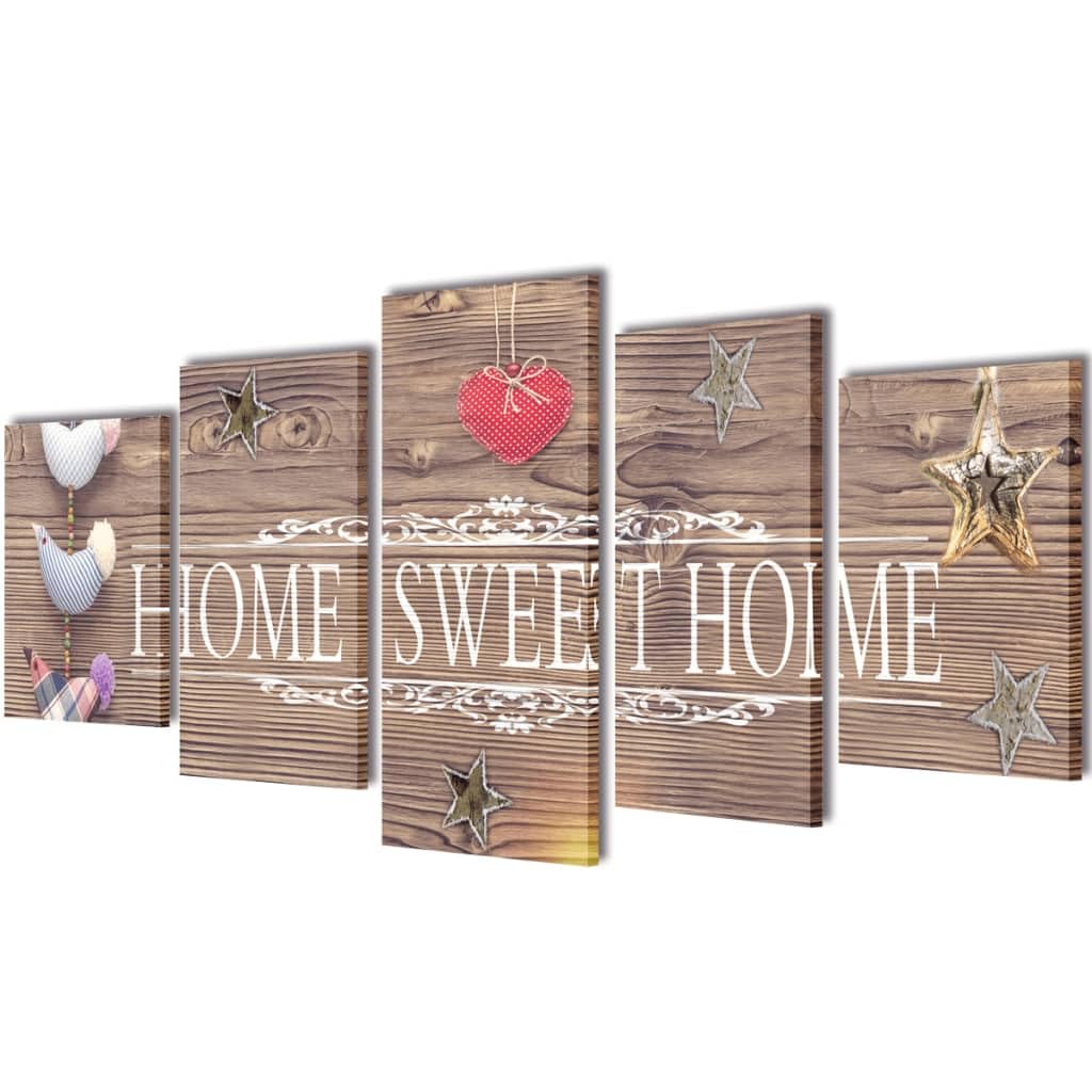 Ensemble d'images de décoration Home Sweet Home - 100 x 50 cm - Art mural - Impression sur toile moderne - Pour salon, chambre à coucher, bureau - Cadeau