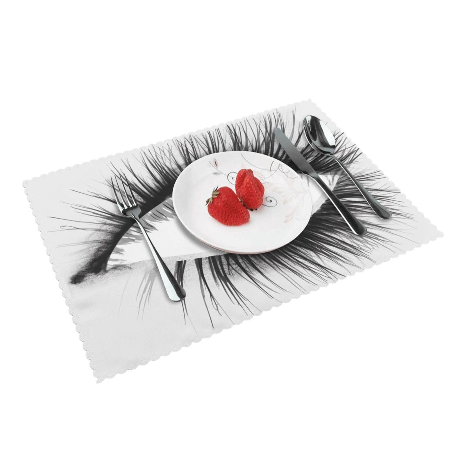 Eyelash Printed Placemat Heat Resistant Place Mats Set of 4 PCS Washable Kitchen Table Mats, 12x18 Inch