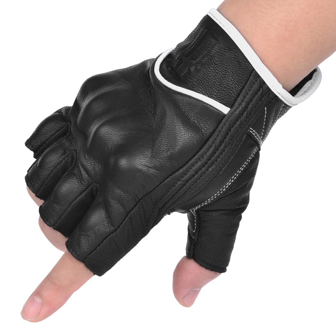 Harssidanzar Guanti da moto touchscreen da uomo in pelle di capra GM037EU