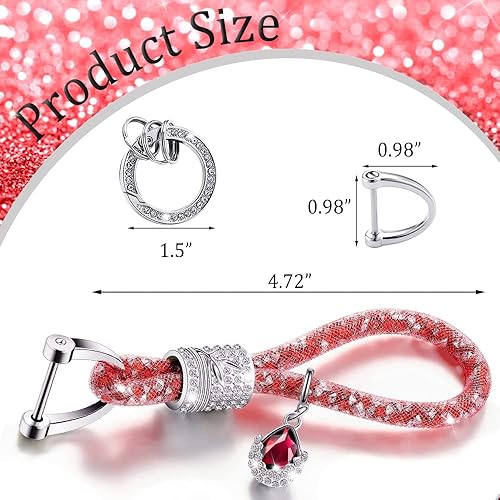 Miniatura 2 de Llavero de cristal para mujer, accesorios de llavero con diamantes de imitación brillantes, accesorios de llavero para decoración de llaves de coche