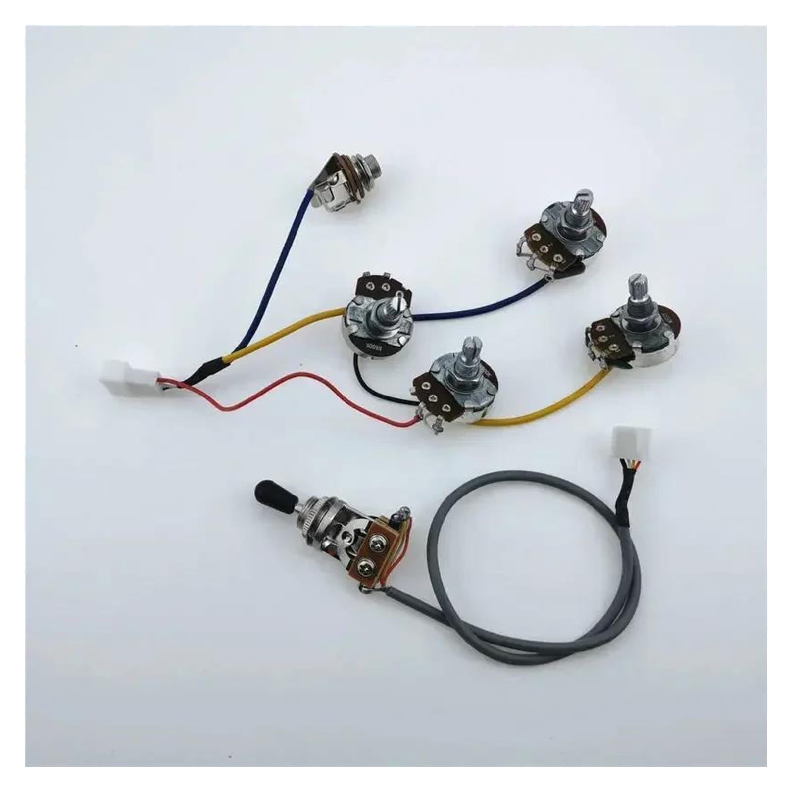 Profesjonalny Uprząż Gitarowy Zestaw Wiązki Przewodów Przetwornika Gitary Elektrycznej Zawiera 1 Selektor 4 Potencjometry I Elementy Elektroniczne(Silver bk hat)