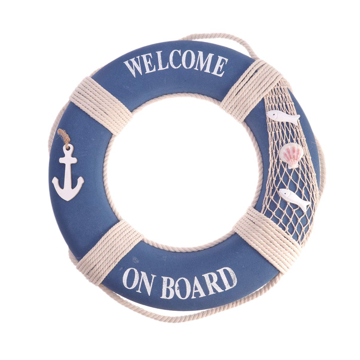 Holibanna Rettungsring Deko 50cm Mediterrane Hängende Wandbehang Dekoration | Dekorativer Rettungsring aus Holz mit der Aufschrift Ankerplatz Für Haus Café Restaurant Stilvolle Wohnkultur Accessoire