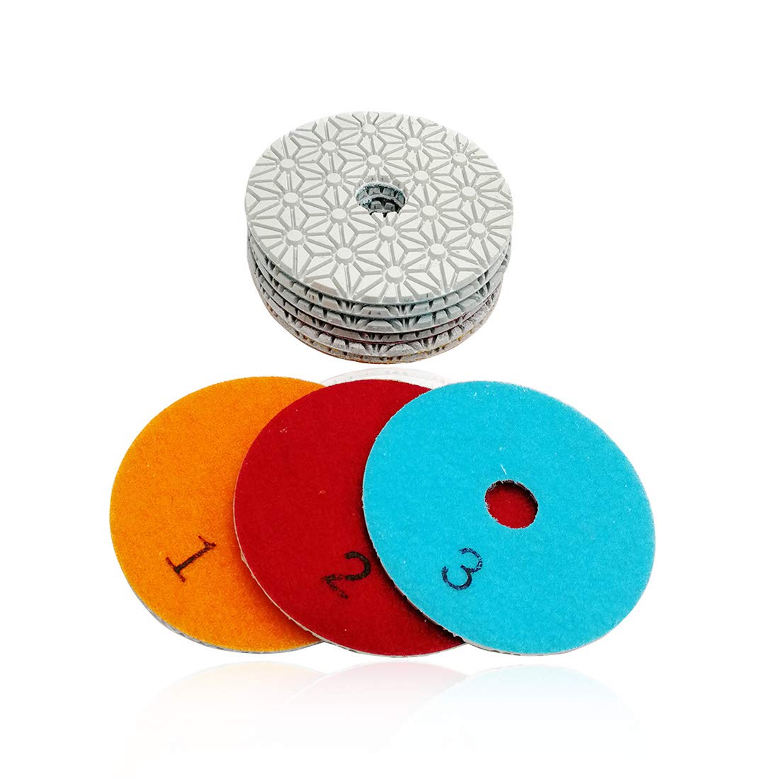 SHDIATOOL 4-Inch Diamond Polishing Pads 3-Step 3 Set Sanding Pads Grinding Pads for Marble, Soft Artificial Stone 9PCS