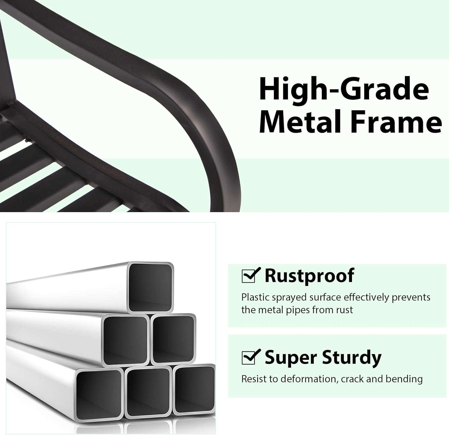 Giantex Metal Porch Swings 2 Person Outdoor Hanging Garden Bench with Sturdy Chains, Wide Seat & Curved Armrests, 485 Lbs Weight Capacity Swing Loveseat for Deck, Backyard Patio Swing Chair (Brown)