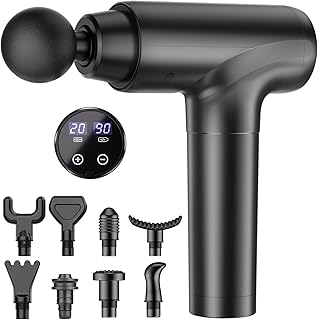 Massage Gun Deep Tissue, Super Quiet, 20 Speeds Cordless Handheld Neck Back & Muscle Massager Gun, 9 Massage Heads, Gifts for Men Women, Best Gift