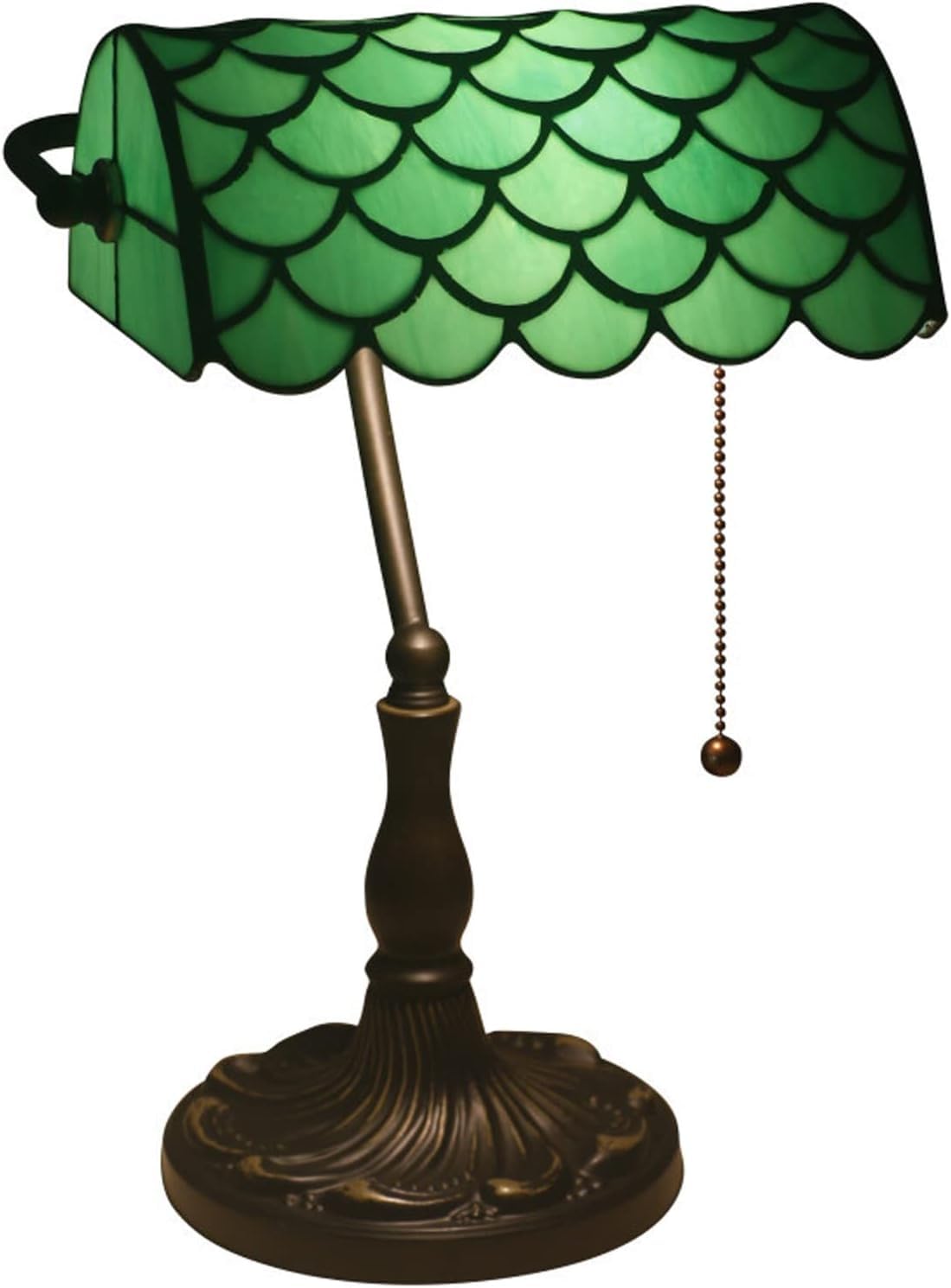 Desk Lamp Tiffany Table Bankers Handmade Stained Glass Shade Bedside