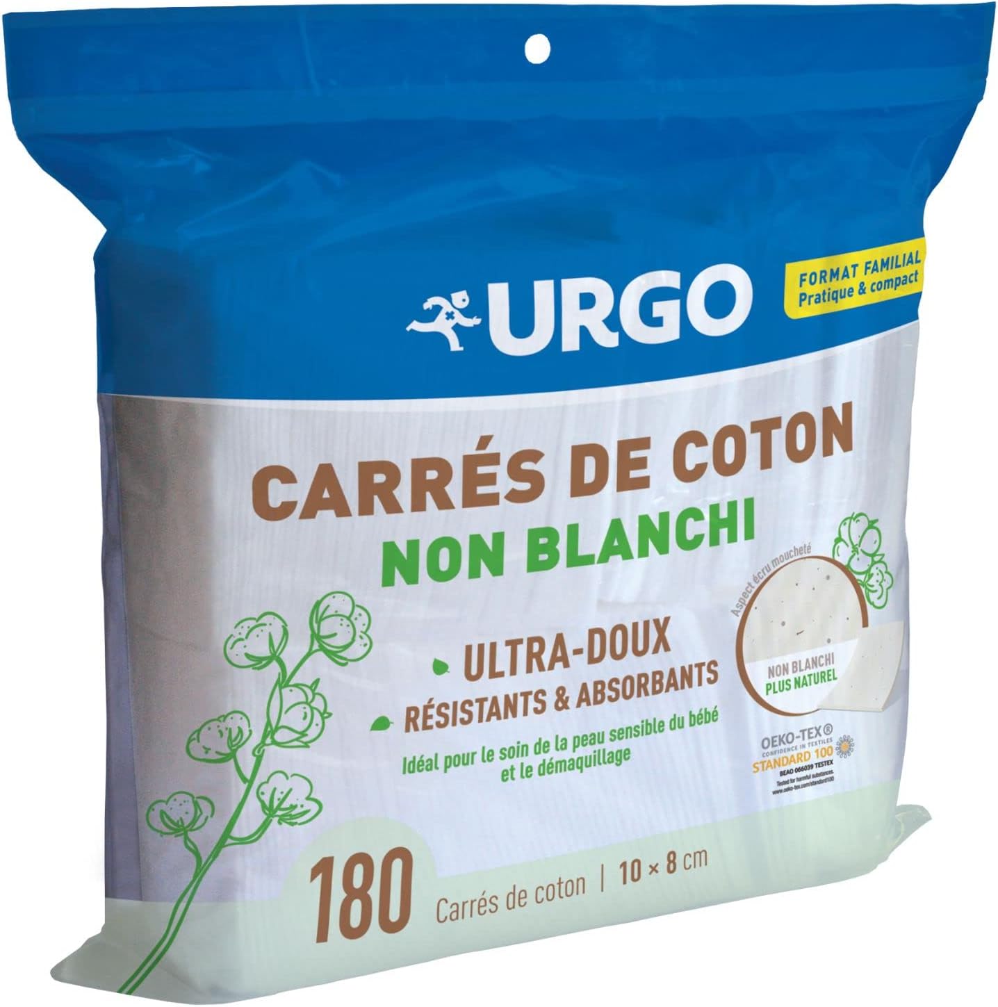 Cotton Squares – Ultra-Soft Absorbent – Oeko-Tex Certified Unbleached Cotton – 180 Units