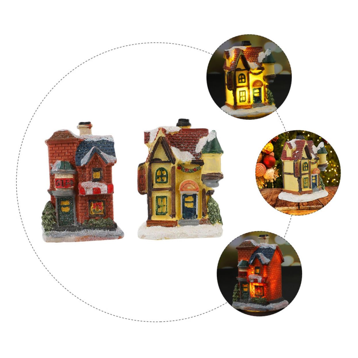 Garneck 2 Set Piccola Casa Luminosa Natale Ornamenti Decorazione Porta Bedroom Decoration Casette Natalizie Casa Natalizia Decorazioni Natalizie Accessorio Natalizio Resina 2 Pezzi * 2