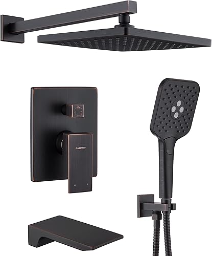 Miniatura 36 de Gabrylly Sistema de ducha dorado, juego de grifo de ducha montado en la pared para baño con cabezal de ducha de lluvia de alta presión de 10 Oro