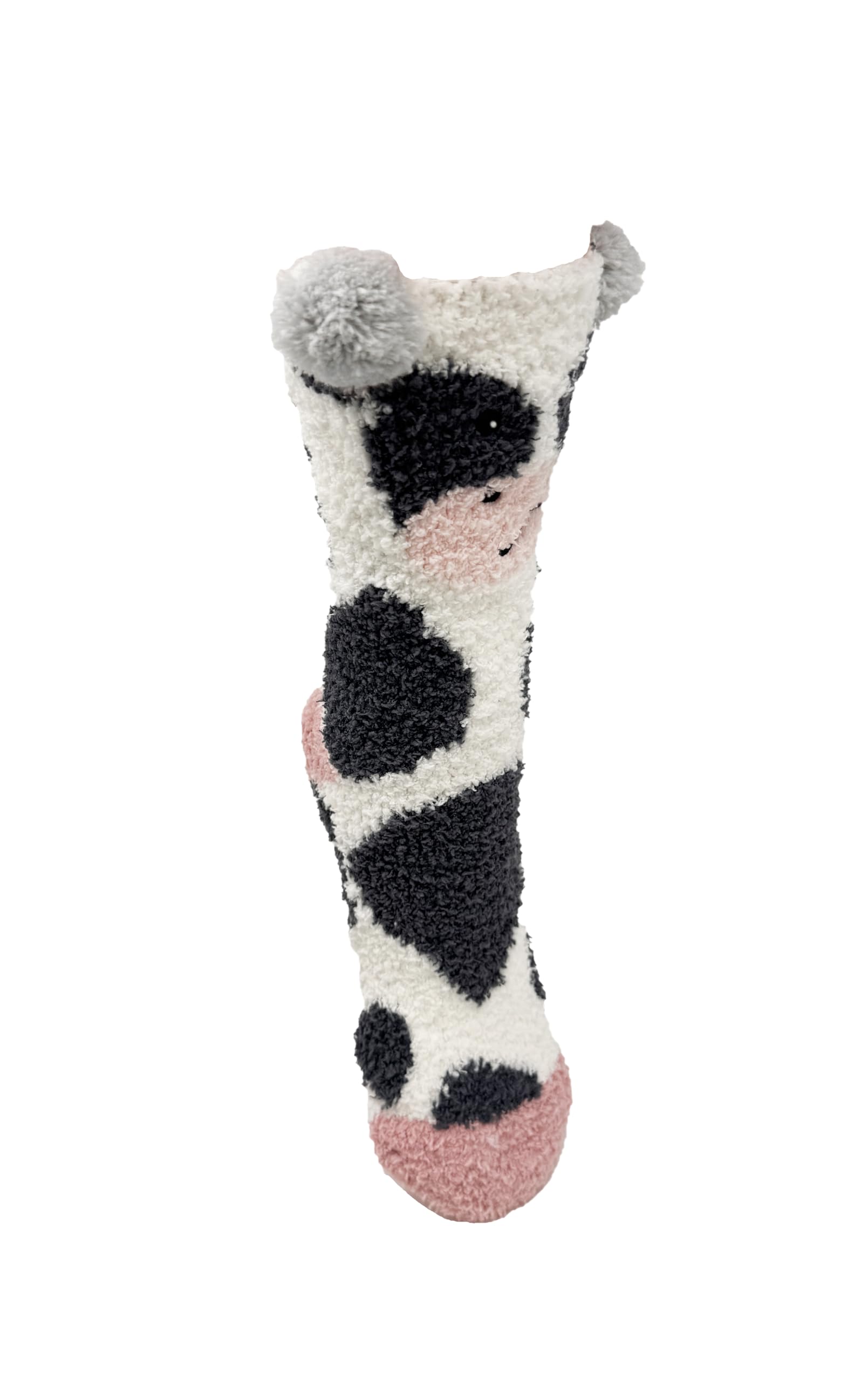 Bramble Ladies - Animal - Fluffy Cosy Lounge Socks in Gift Box | 1 Pair | U.K. Size 4-7 | fluffy, non-slip, lounge (UK, Numeric, 4, 7, Regular, Regular, Cow Spot Design)