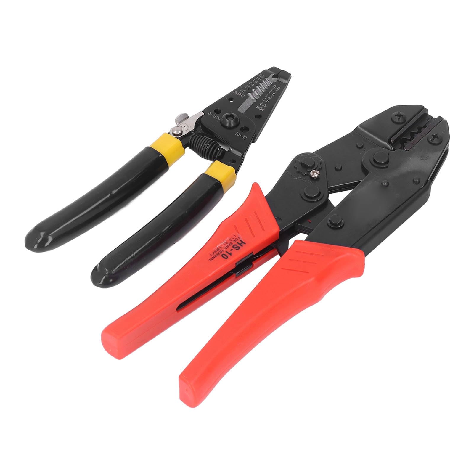 FTVOGUE Kit di Strumenti per Crimpare Cavi a Cricchetto, Kit di Pinze per Connettori Terminali in Acciaio Inossidabile con Gamma di Crimpatura da 1,5 a 6 Mm2, 4 Ganasce Intercambiabili e Spelafili