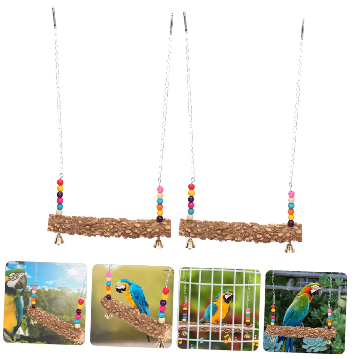 Sosoport 6pezzi Giocattoli Per Uccelli Legno Altalena Per Pappagalli e Galline Perch Pratico Per Esercizio e Divertimento Facile Da Installare Accessorio Per Gabbie Di Uccelli