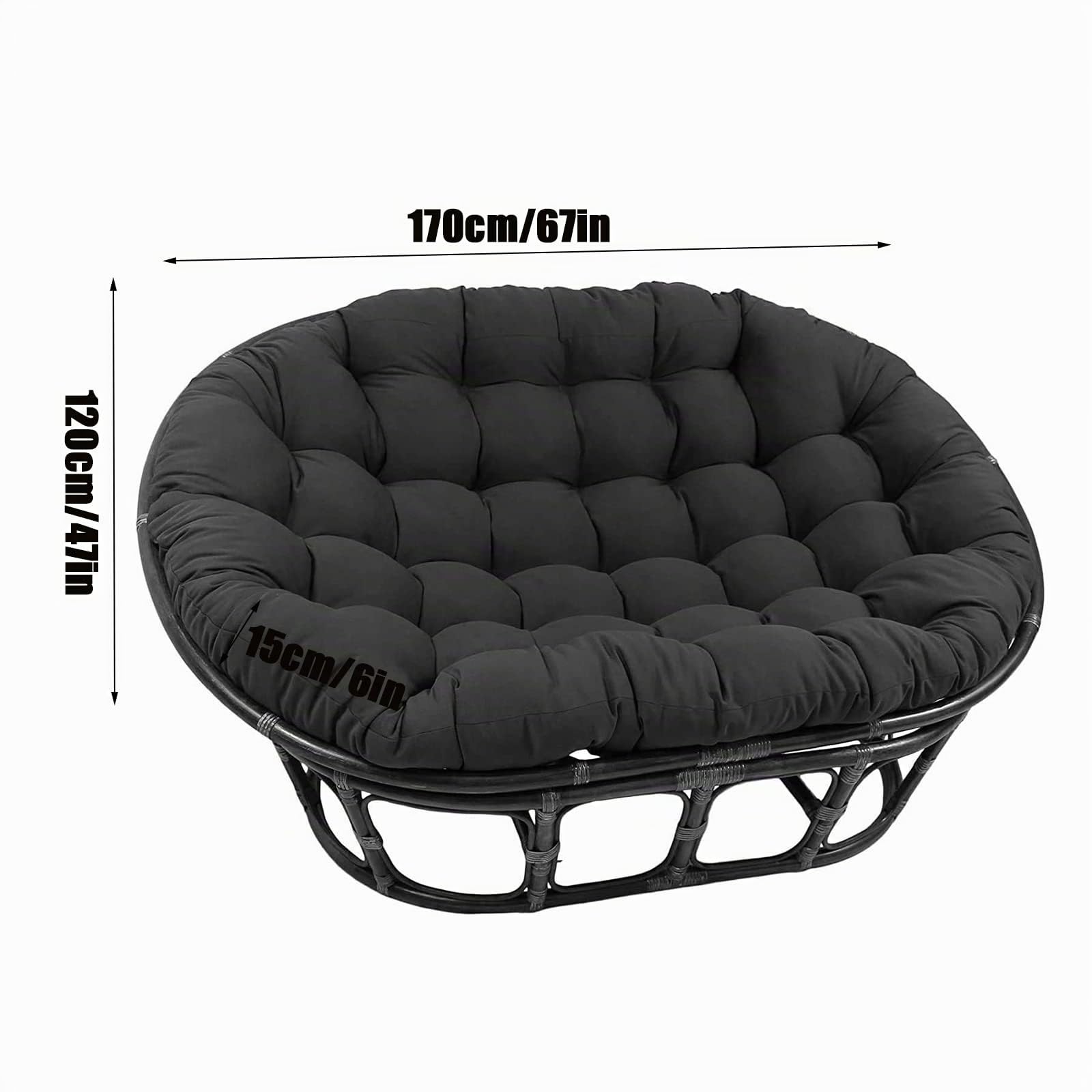 Coussin Double Papasan Extérieur,Coussin De Chaise Papasan,Coussins De Chaise De Panier Suspendus Coussins De Chaise De Jardin Imperméables Coussins De Chaise De Patio,Blanc,170 * 120cm(Taille:170 * 1