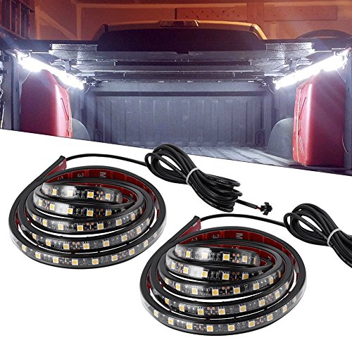 GTP 2X 60 LED Truck Bed Cargo Light Strip Bar Unloading Work Lighting Kit with ON/Off Switch 2-Way Splitter IP67 Waterproof for Trucks Pickup Cargo Van RV Trailer Camper Boat