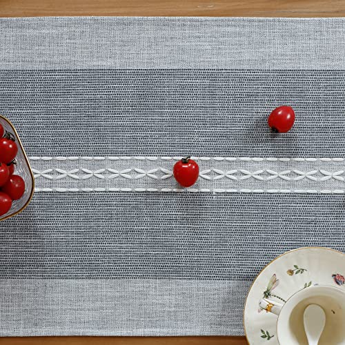 image for NEWISHER Braided Striped Table Runner Rustic Embroidery Coffee Table R