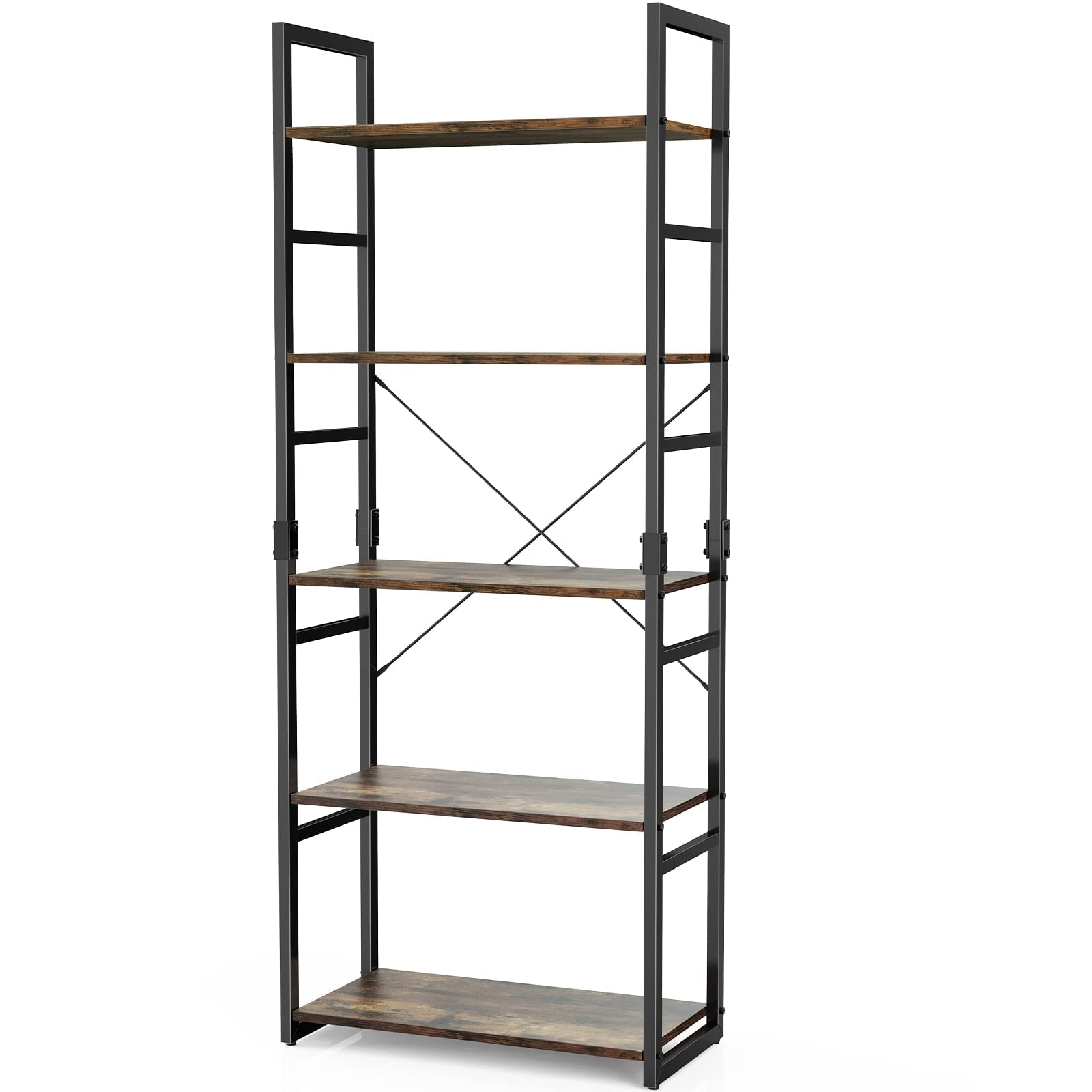 Buy FURNINXS Bookshelf, 5 Tier Bookcase Tall, Storage Ladder Shelf