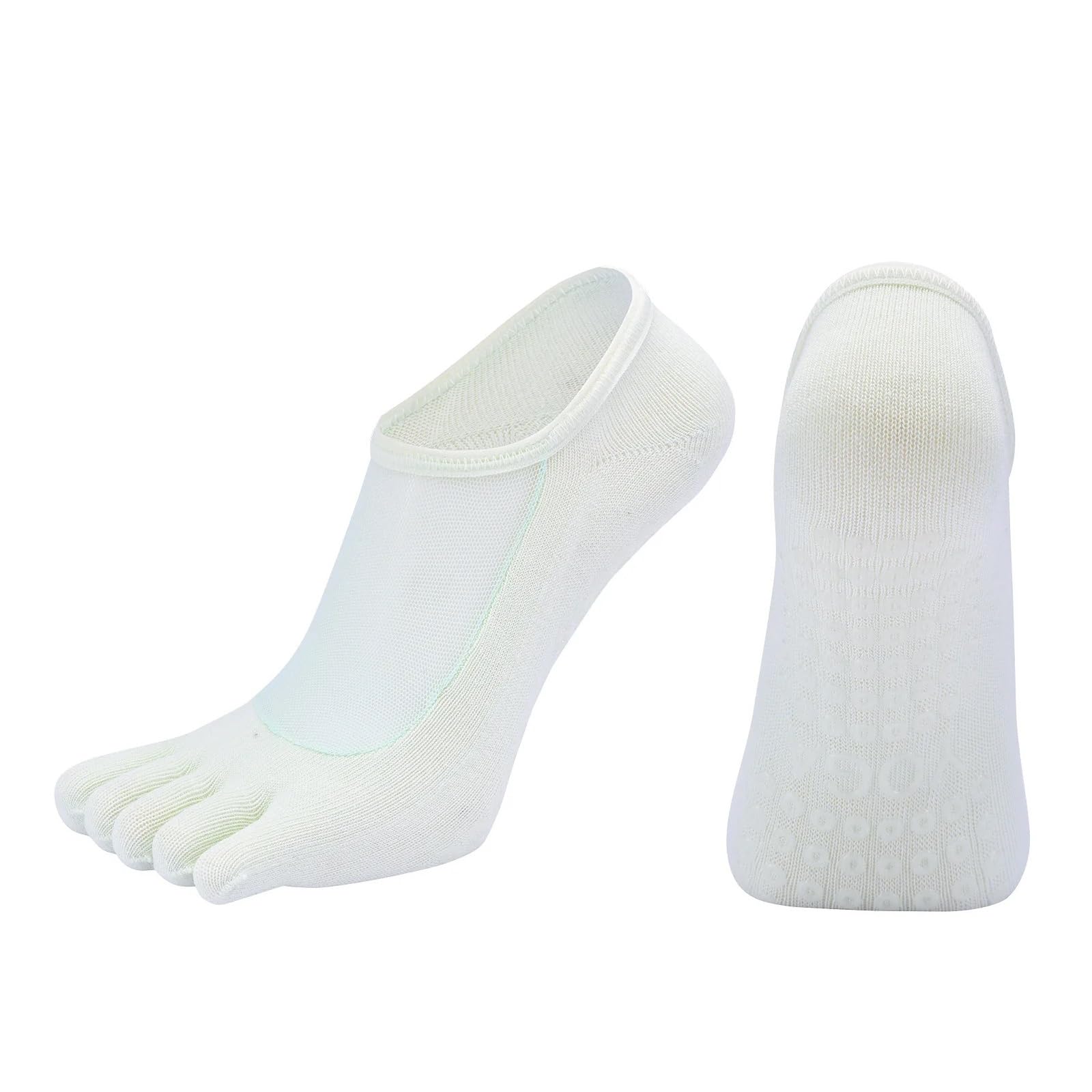 Calcetín con punta completa for Pilates, accesorios de Yoga for mujer, calcetines deportivos de malla antideslizantes de silicona con cinco dedos invisibles Para Yoga Pilates Gimnasio(Light green)