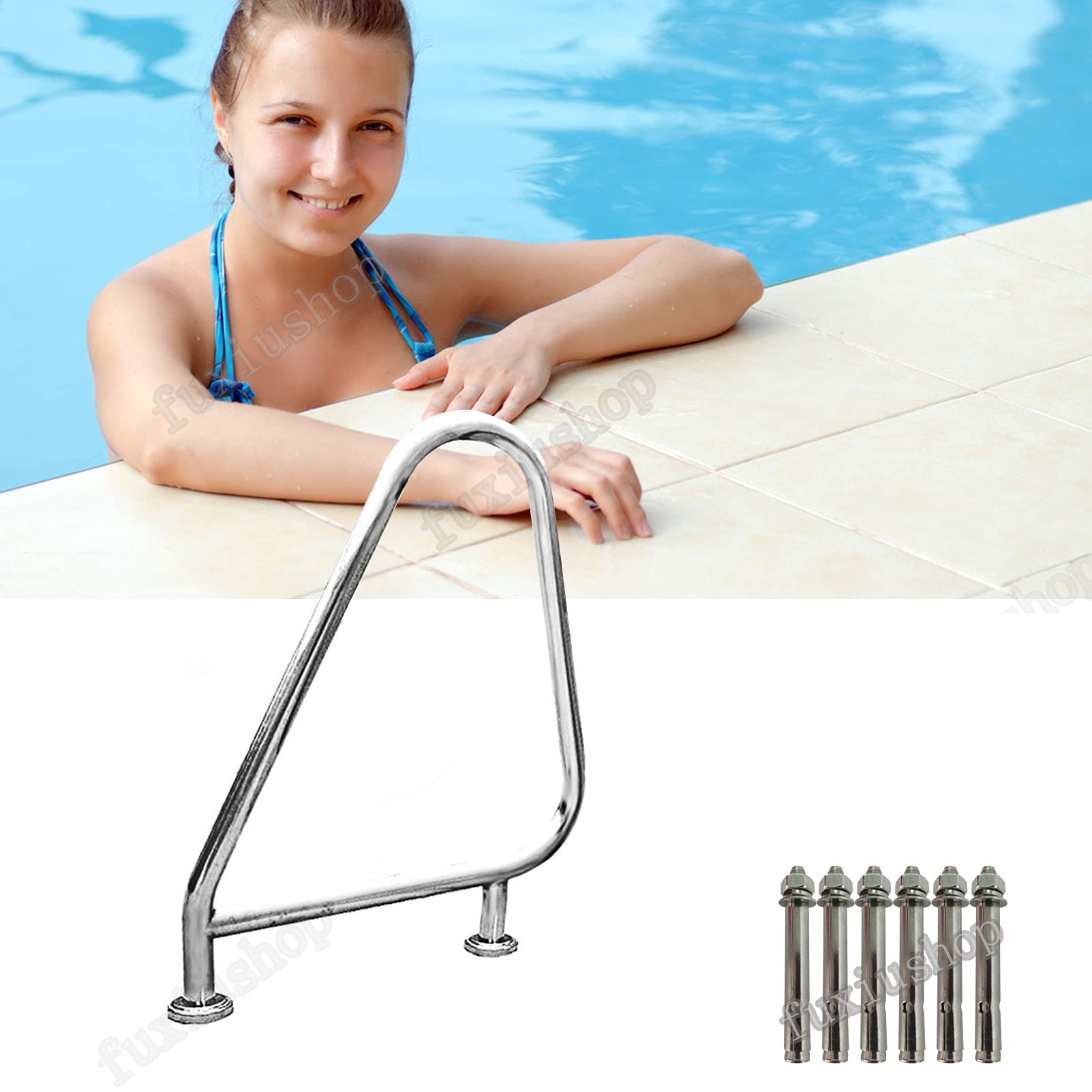 Rampe De Piscine Kunyun En Acier Inoxydable 304 - 80x47cm, Support 200kg | Installation Facile Pour Parcs Aquatiques