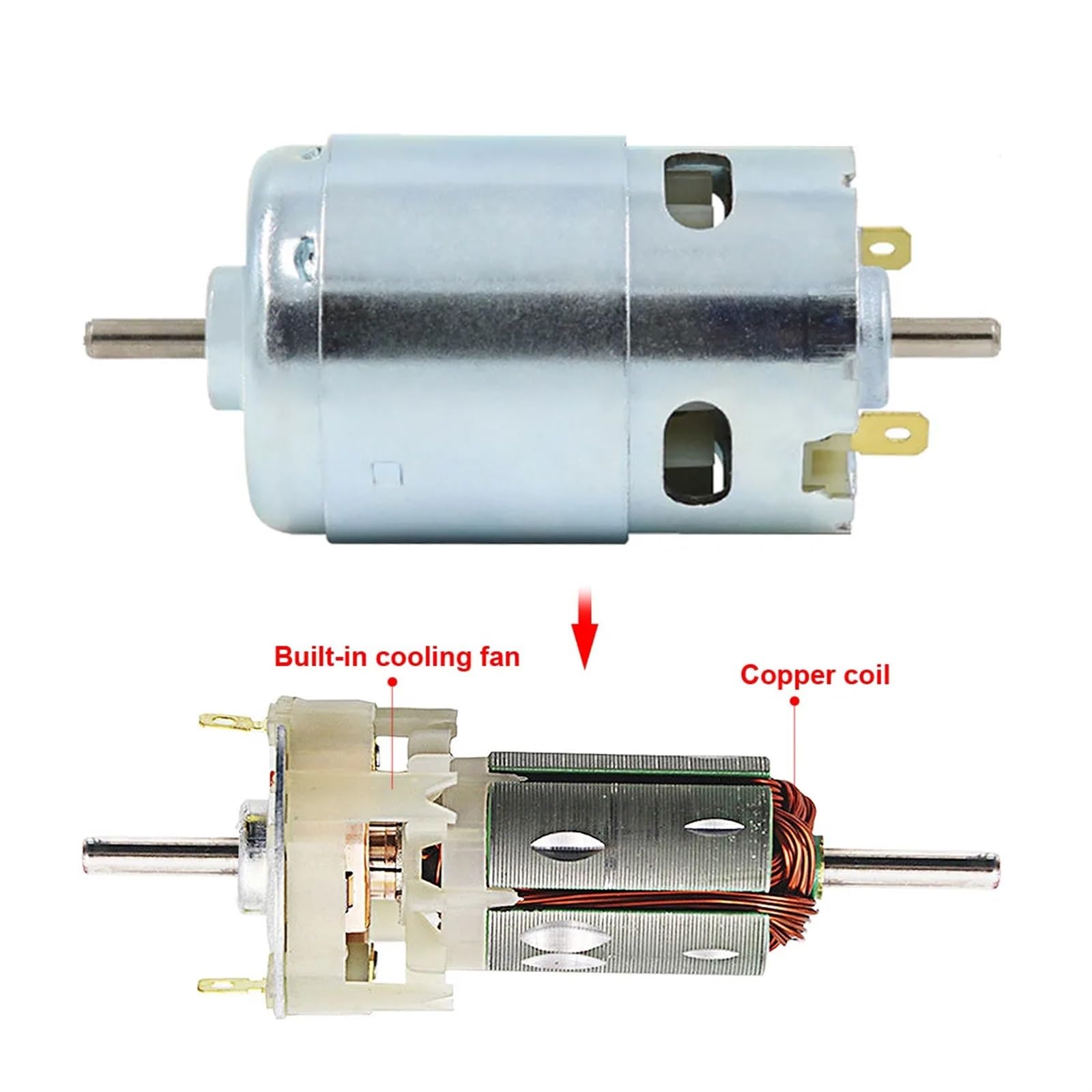 895 12V/24V DC Motore 10000RPM Doppio Albero di Uscita Doppio Cuscinetto A Sfere Motore Alto for Utensile Elettrico FAI DA TE trapano Micro Macchina