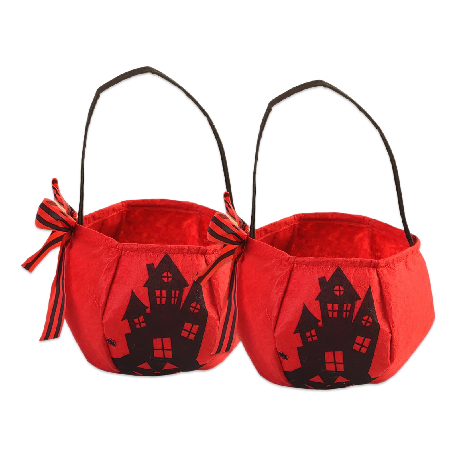 2 Pcs Halloween Pumpkin Candy Bags Reusable Hand-Held Trick or Treat Candy Bag Gift Cloth Bags for Halloween Party Decoration Supplies