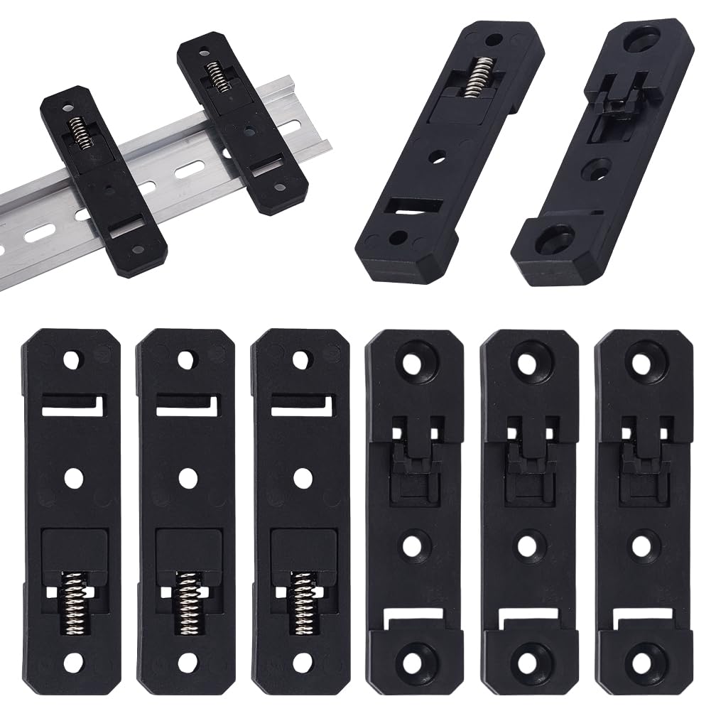 AHANDMAKER 10Pcs Black Nylon DIN Rail Mounting Brackets, 76x20x8mm