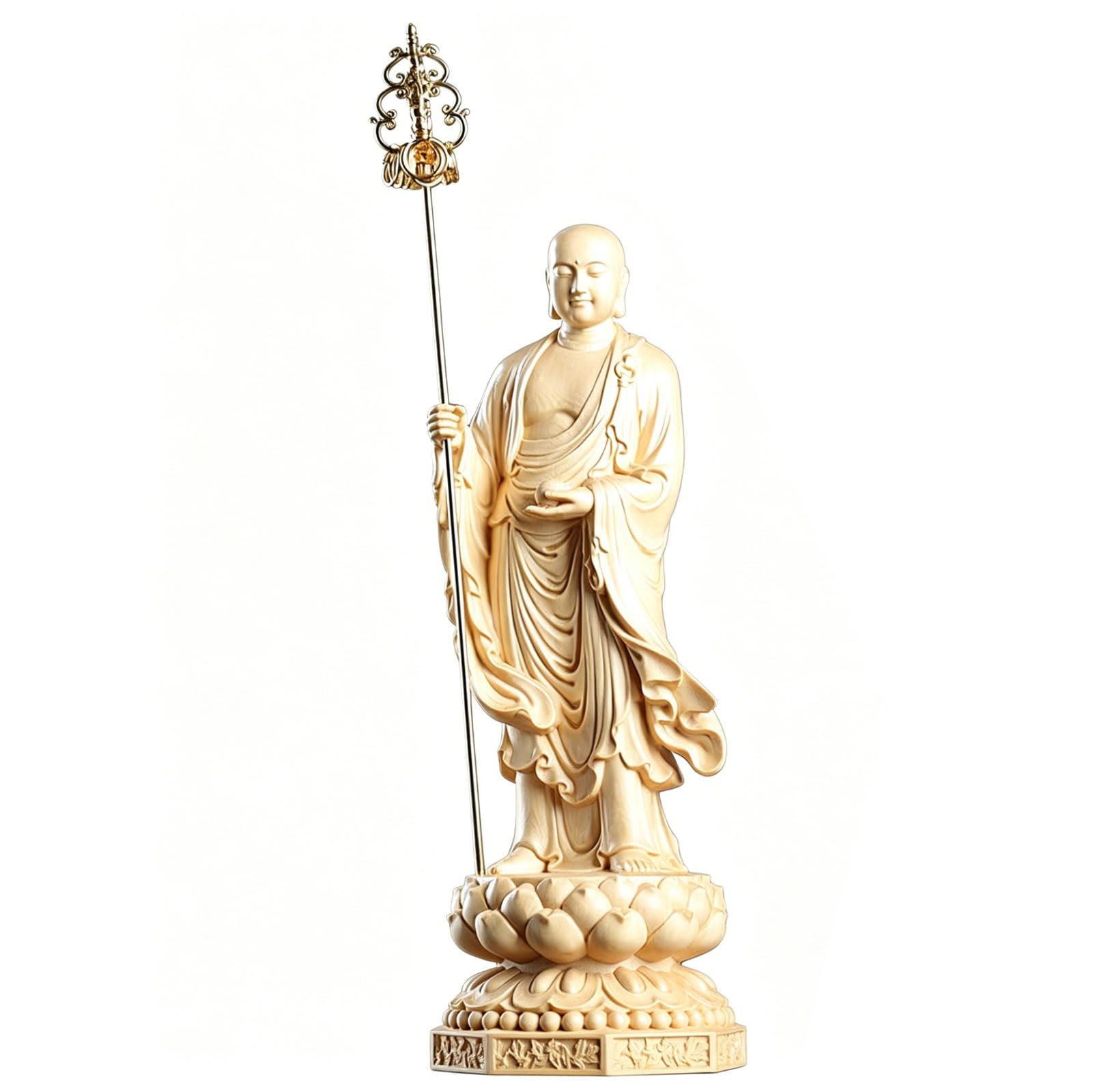 Amazon｜木彫り仏像【地蔵菩薩立像】木製 安産祈願 子育ての守護尊
