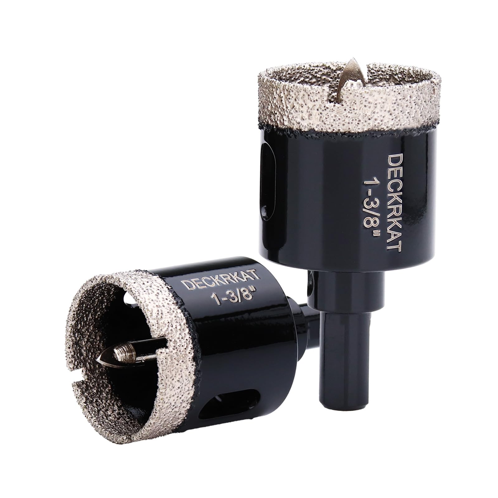 1-3/8 Inch Diamond Hole-Saw Bits with Pilot Drill Bit - 2pc 1-3/8" Diamond Tipped Tile Hole Saws with Guiding Bit Accurate Drilling for Porcelain Tile Ceramic Pottery Granite Stone Glass Bottles 35mm