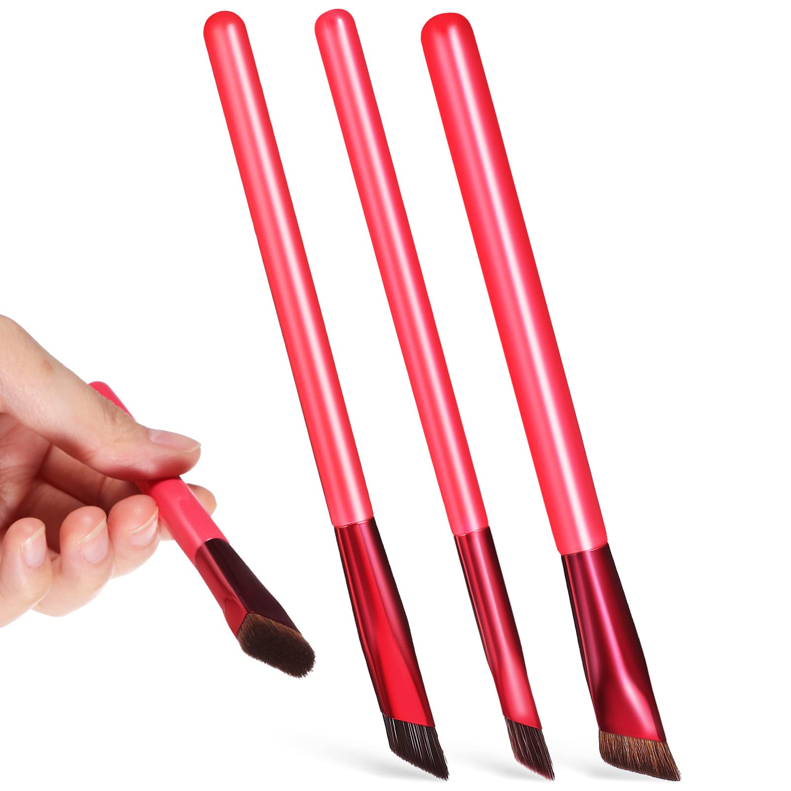 Lurrose 3Pcs 4D Hair Brow Stamp Brush, Multi Function Eyebrow Brush Set Square Angled Eyebrow Brush for Filling Eyebrows and Concealer