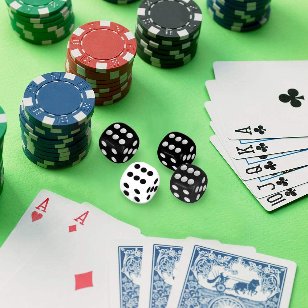 powerking Würfelset, 100 STÜCKE schwarz Bulk Game Dices für Tensies Dice Game, Brettspiel, Math Game Party Favor, 16mm 6-Sided Round Corner (schwarz)