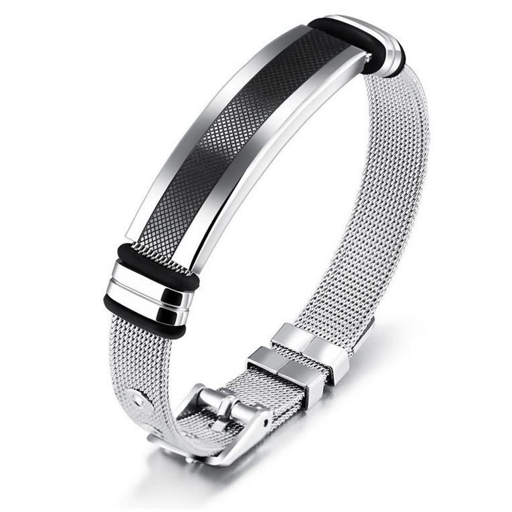 Vientiq Dual Toned Silver Chain Adjustable Length Bracelet -Fashion Stainless Steel Elegant Bracelet for Boys & Men (B0BH7Z2HB4) Amazon Price History, Amazon Price Tracker