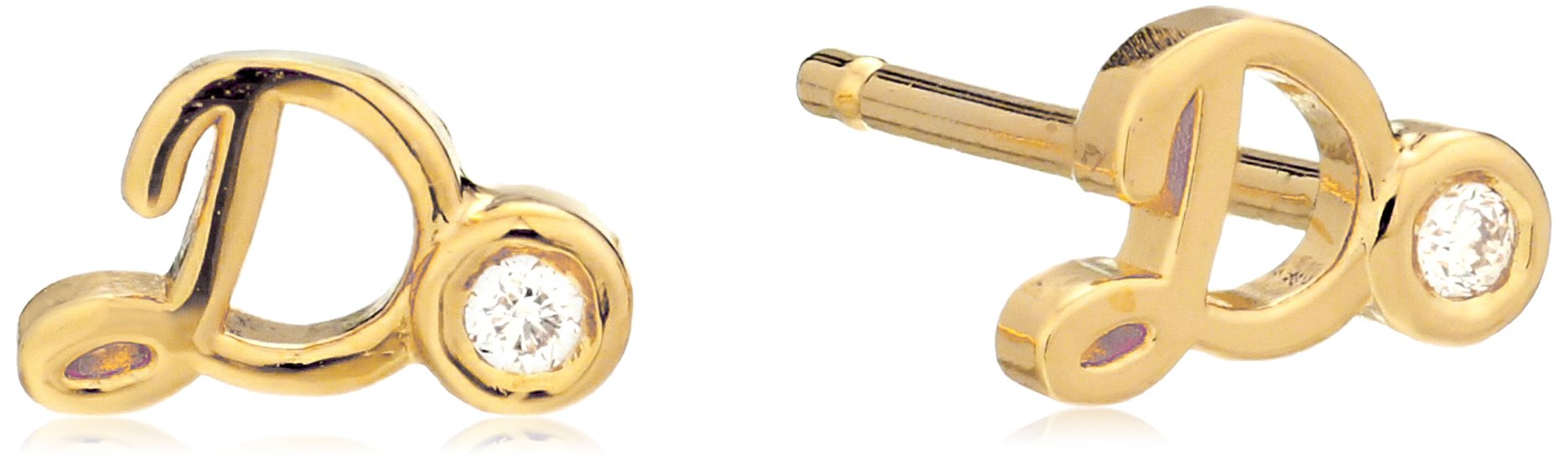 Syd by SE "D" Initial Stud Earrings with Diamond Bezel