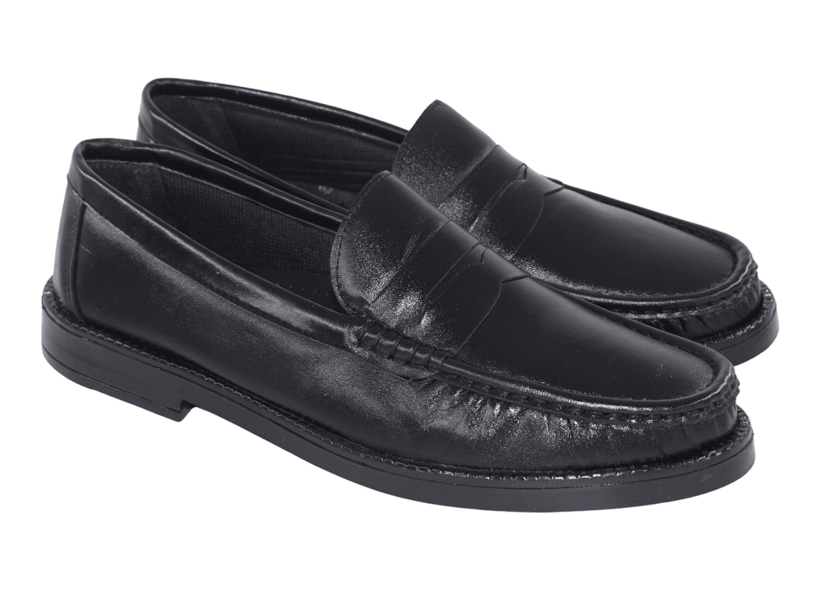 Mocasines Hombre de Piel Negro, Zapato Tipo Castellano Clásico, Zapatos Sin Cordones Cómodos, Suela Antideslizante, Ideal Colegio y Vestir 955
