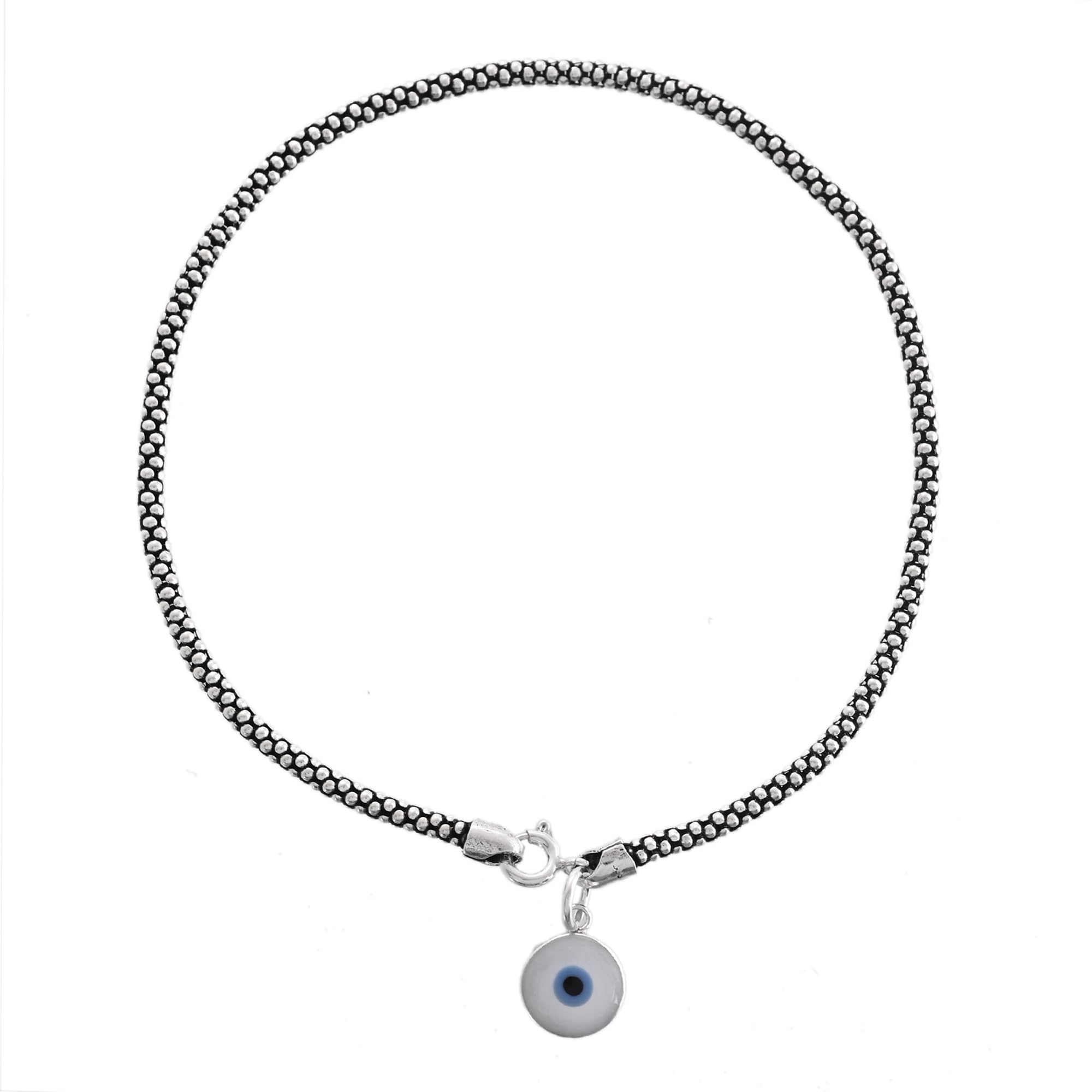 Pure 925 Silver White Evil Eye Anklet Payal for Women (1PC) (10 inch + extention)-image-36