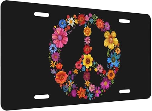 Miniatura 2 de Placa de matrícula decorativa con diseño de flores, placa decorativa delantera de automóvil, placa de aluminio novedosa para vanidad, placa de metal