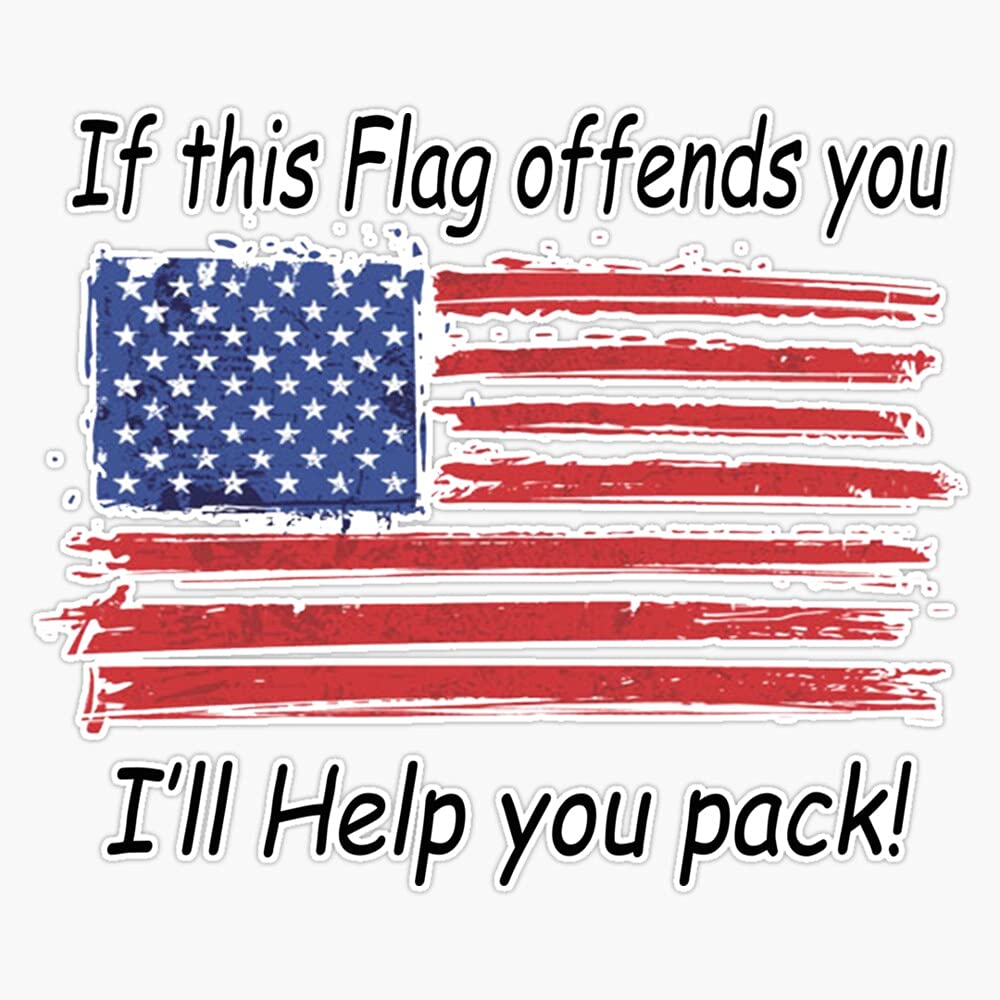 HOF Trading If This Flag Offends You, I'll Help You Pack! Vinyl Sticker Waterproof Decal Laptop Wall Window Bumper Sticker 5