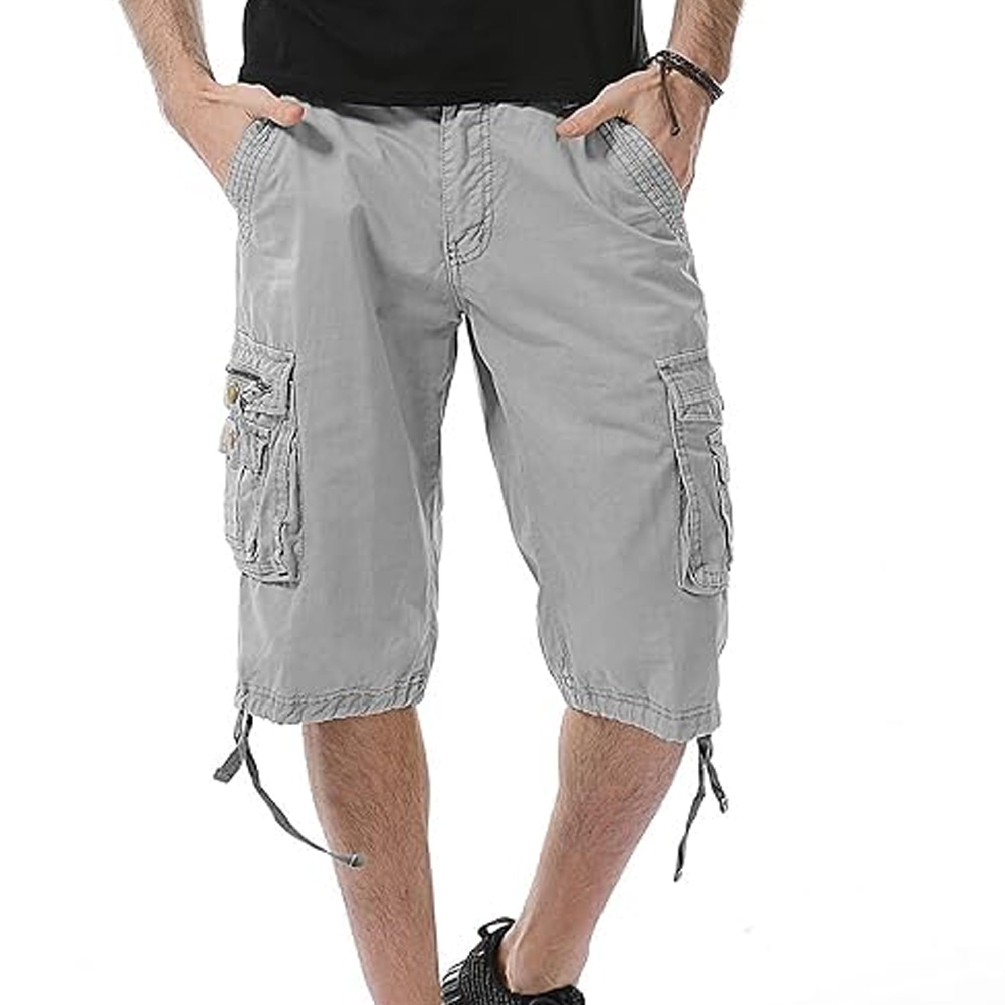 Short décontracté tendance pour homme - Short de randonnée ample pour homme - Plusieurs poches