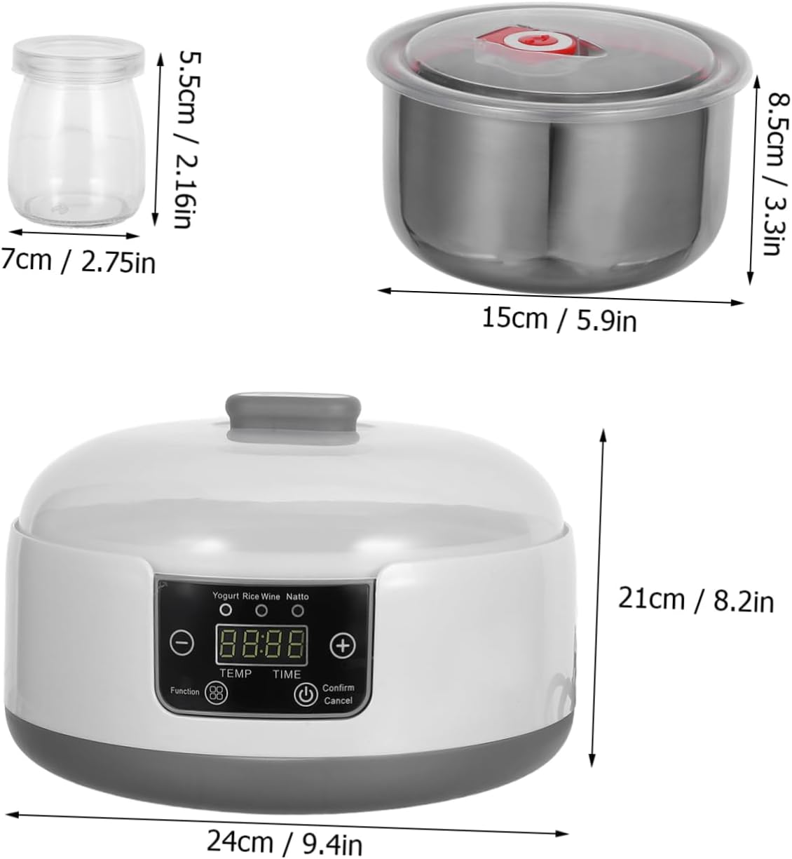 VICASKY Automatic Yogurt Maker Lcd Display Hour Timer Fermentation Machine for Diy Yogurt Family-friendly and Easy to Use
