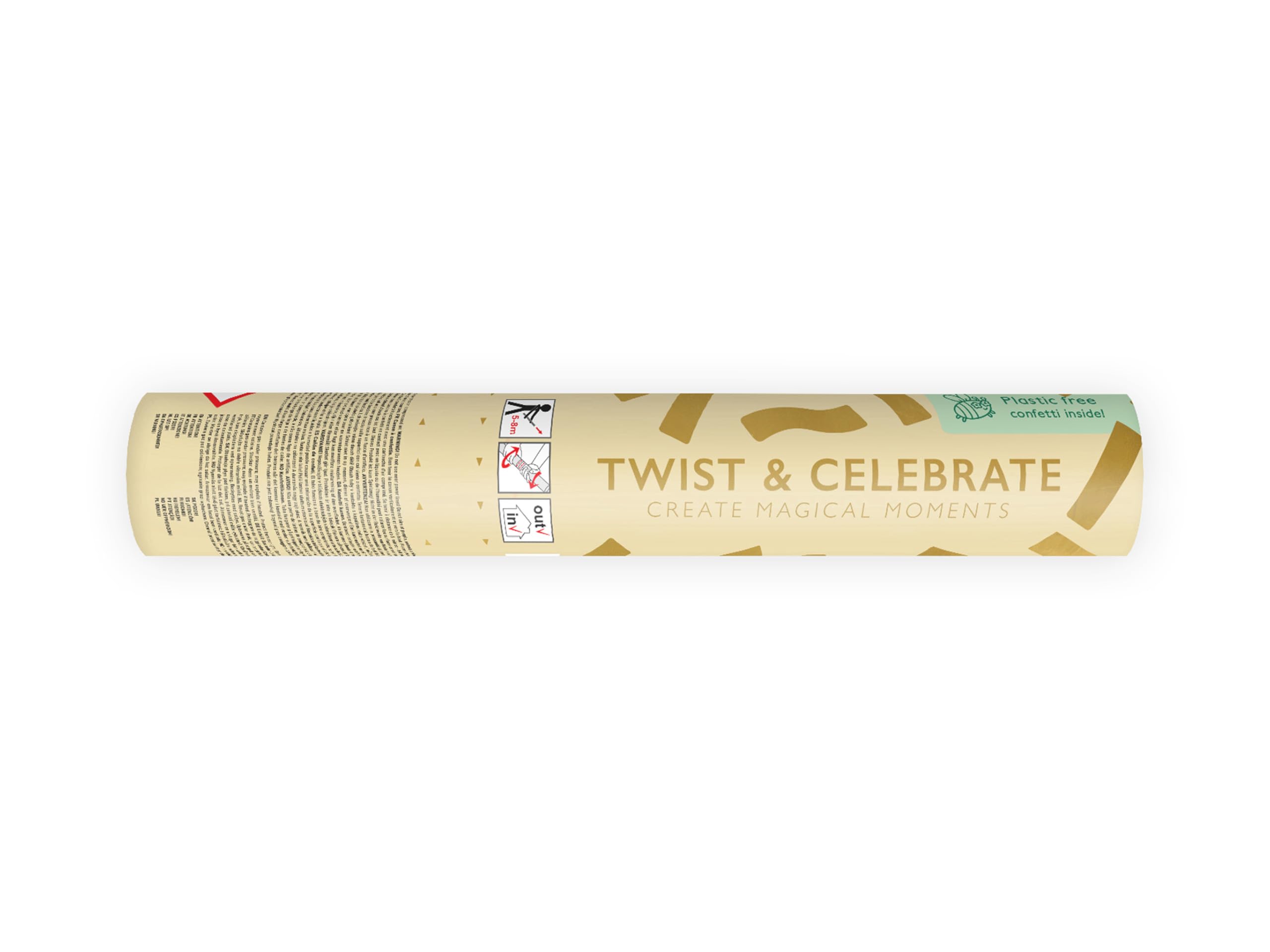Konfettikanone mit Streifen 20cm x 24 Stück - 5 bis 8 m Effekthöhe - Konfetti Kanone Geburtstag Hochzeit - Party Popper - Konfettiregen Shooter - Konfettibombe - Gold
