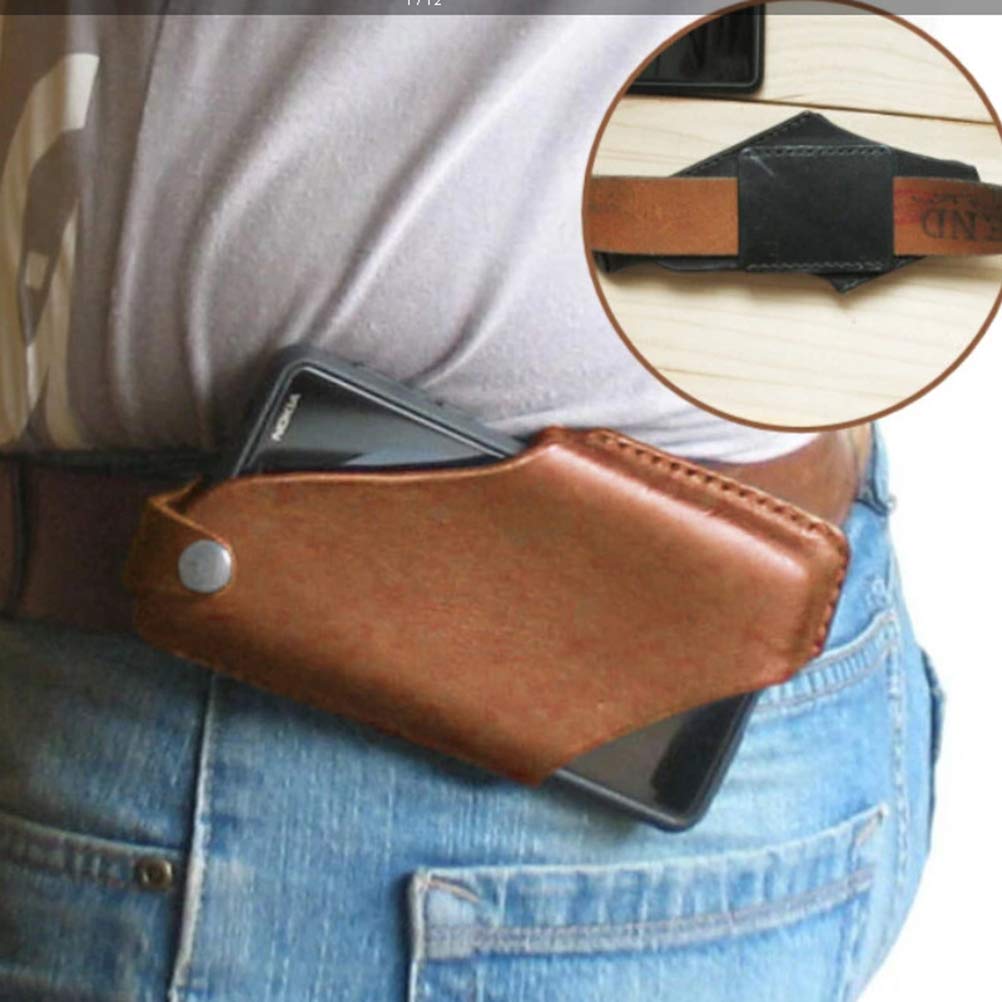 Sac De Taille Téléphone Portable En Cuir PU Avec Clip Ceinture - Étui Universel Fermeture Magnétique Pour IPhone, Samsung, Xiaomi - Noir