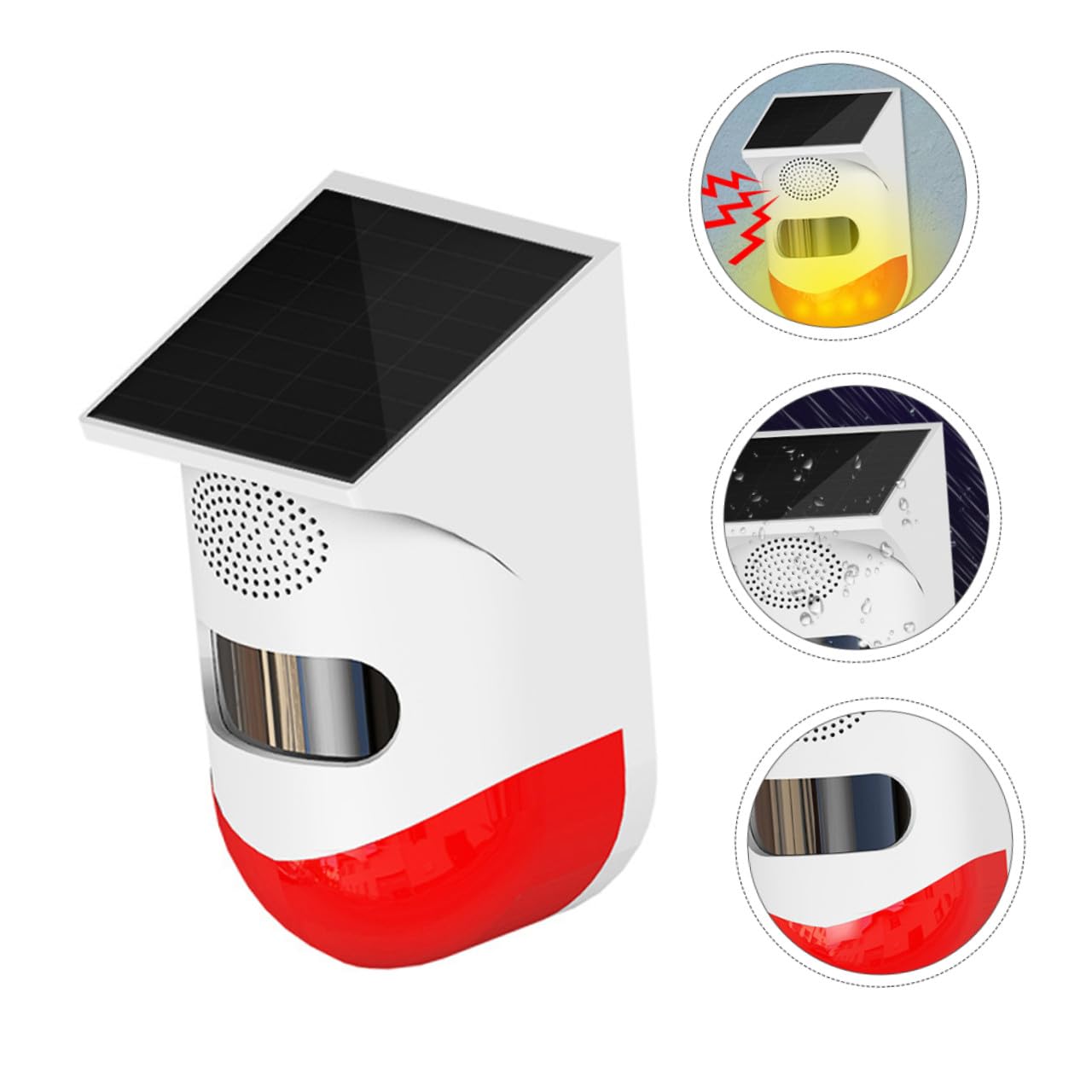 Allarme a Infrarossi per Esterni Rilevatore di Presenza, Ip67, Ricarica Solare, Materiale Abs e Silicone per Sicurezza Giardino
