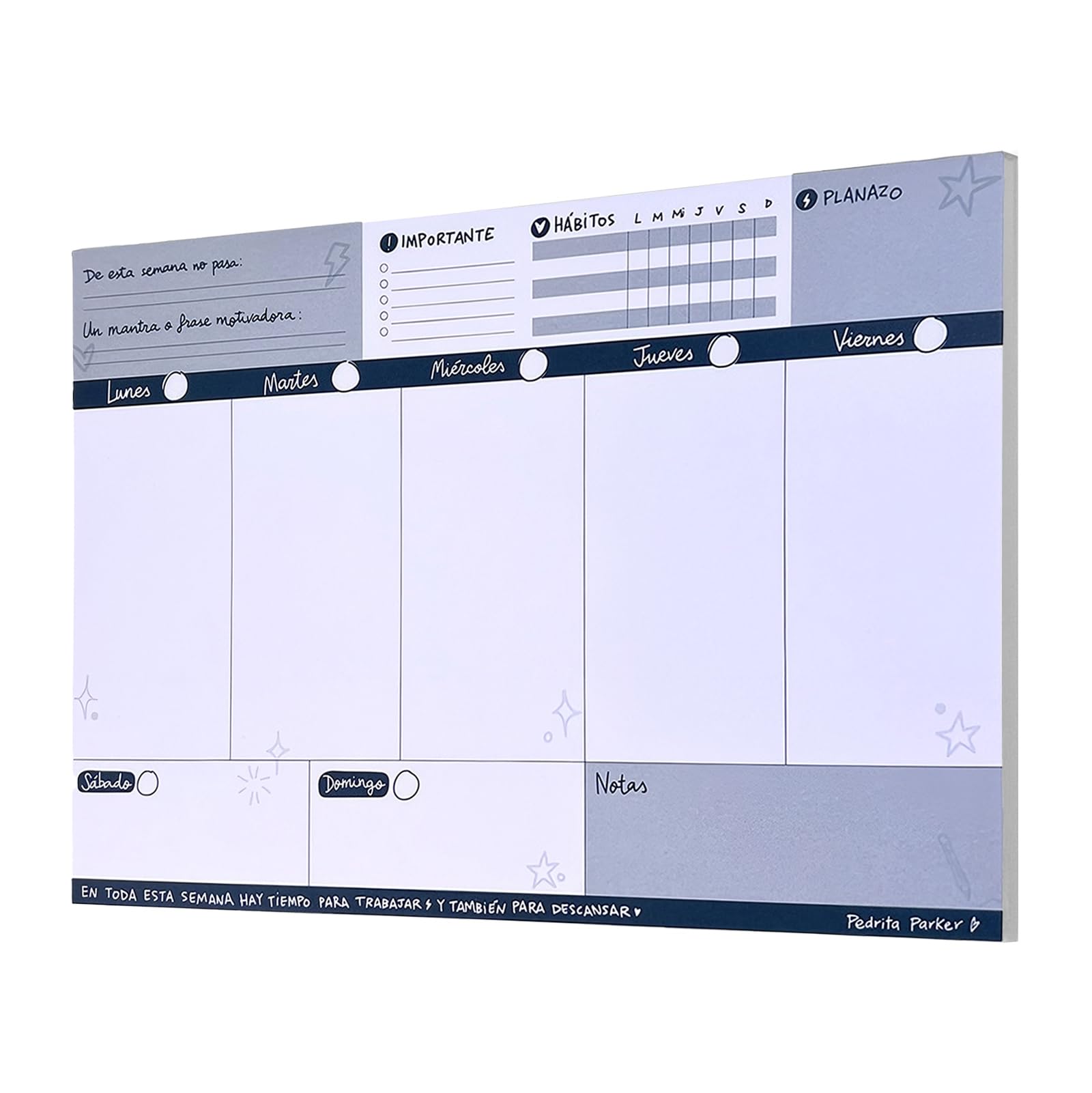 Planificador semanal Pedrita Parker A4 - Weekly planner en Español Sin Fecha: Organizador semanal para mejorar tu Productividad [52 hojas de Alto Gramaje]