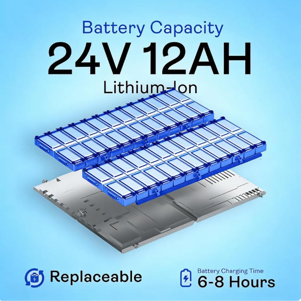 Silla de ruedas eléctrica ligera y reclinable, batería de iones de litio de 24 V y 12 Ah, plegable con control remoto, autonomía de más de 24 km, velocidad máxima de 6,4 km/h (Silla de ruedas)