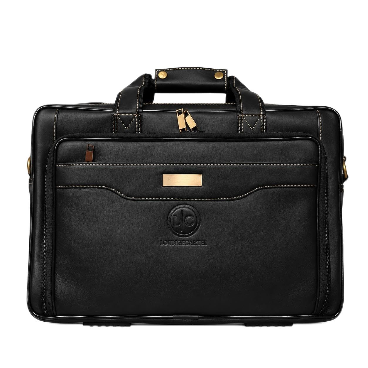Genuine Leather Office Bag for Men, 15.6" Leather Laptop Bag for Men for Office, Travel, Daily Use, Adjustable Strap & Multi Compartments - BLACK-picture-54
