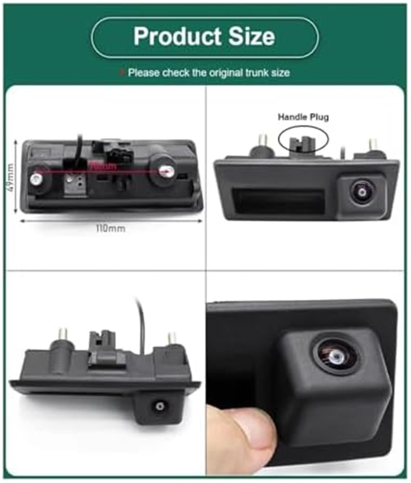 Kamera cofania samochodu Kamera cofania, dla A3, dla A4, dla A6 Hd Ahd 1080P Zapasowy uchwyt bagażnika pojazdu(BLACK CVBS 720x480P)