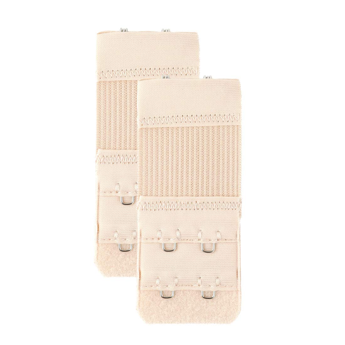 Sourcing Map Women's Light Apricot 2Pcs Strechy Bra Extenders, 2X2/2X3/2X4 Hooks Elastic Back Bra Extension Strap Bra Band 2 Rows 2 Hooks
