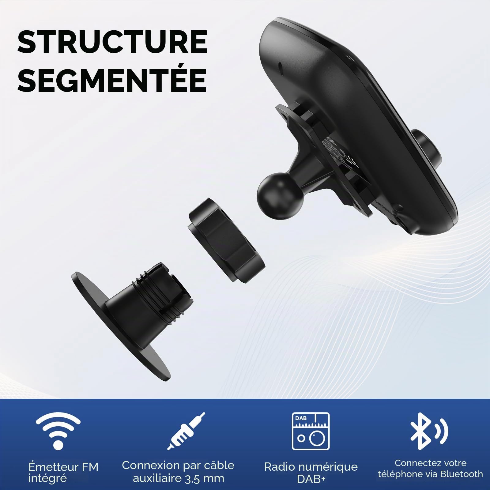Adaptateur autoradio FM Dab/Dab+ Tin-Nik DAB-388 avec émetteur FM intégré, Voiture Dab, Appel Main Libre, Écran Couleur avec Diffusion de Musique Bluetooth, Télécommande, écran TFT 2,4”, Antenne SMB