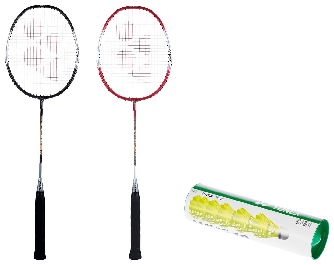 YONEX ZR 100 Light Aluminium Badminton Racquet with Full Cover (Black/Red) - Set of 2 & Yonex Mavis 10 Nylon Shuttlecock, Yellow, Pack of 6 | Made in Japan (Green Cap) (B0C99L1N1F) Amazon Price History, Amazon Price Tracker