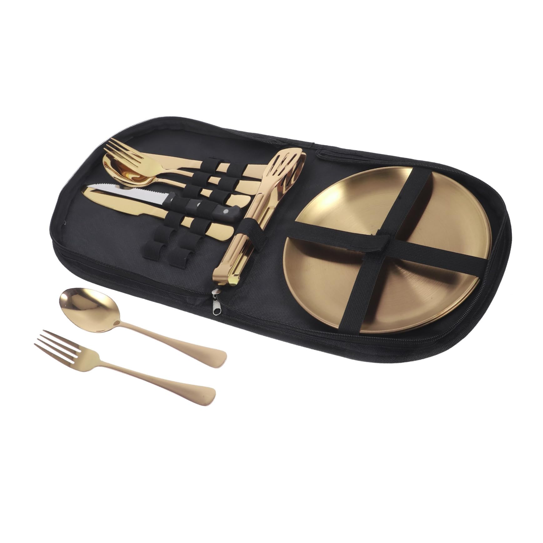 PRETYZOOM Campingbesteckset aus Edelstahl mit Tragbarem Aufbewahrungsbeutel Platzsparend und Komfortabel für Picknick und Outdoor Einsätze